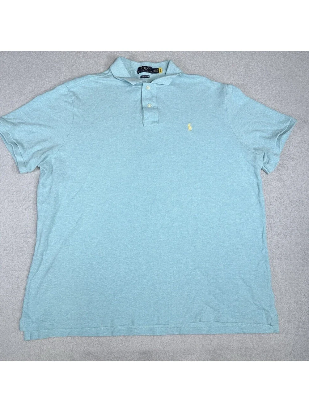 Polo Ralph Lauren Polo Shirt Mens 2XL Blue Green Blue Pima Soft Touch Flesh Pony